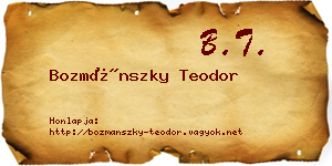 Bozmánszky Teodor névjegykártya